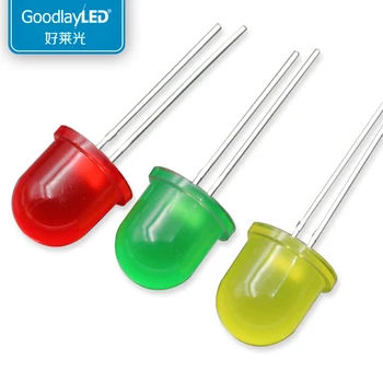 1000PCS 12mm DIP LED apvalią galvutę su spalva, ilgos kojos su krašto raudonos, geltonos ir žalios spalvos šviesos diodas