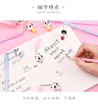 12 Vnt Mielas Animacinių Filmų Panda Pakabukas Gelio Rašiklis, Net Raudonas Pakabukas Kietas Parašą Pen Studentų Tiekia Didmeninės