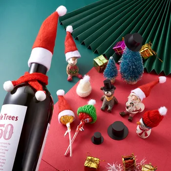 120pcs Kalėdų Ornamentu Priedai Mišrios Spalvos neaustiniai Audiniai, Mini Kalėdų Piršto Skrybėlės Plastiko Dangtelis, skirtas 