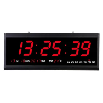 19 colių didelis ekranas skaitmeninis LED Sieninis Laikrodis su kalendoriumi Namo elektros termometras, Laikrodis svetainės kabo LED laikrodis