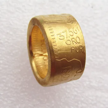 1943 Meksika Gold 'Data' 50 Pesas Monetos, Aukso Spalvos Žiedas, Rankų Darbo, Dydžiai 8-16