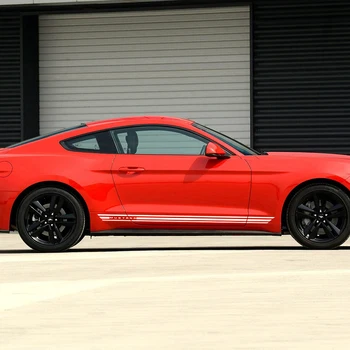 2 vnt Ralio Rinkinys Racing Stripes Vinilo Decal Grafinis Kūno Logotipą, Durų Pusėje Sijonas Lipdukai Ford Mustang-2017 Priedai