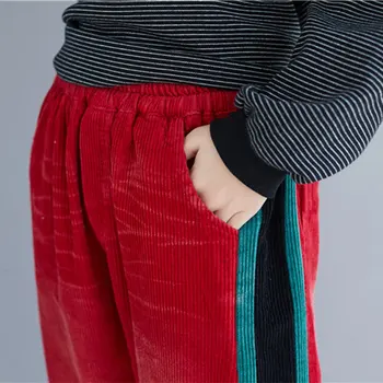 2020 m. Rudenį Naujų Mados Moterų Elastinga Juosmens, Palaidi Velvetas Kelnės Viskas suderinta Atsitiktinis Šalutinis Juostele Haremas Pants Plus Size M701