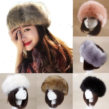 2020 M. Žiemą Storas, Pūkuotas Hairband Purus Rusijos Dirbtiniais Kailiais Moterų Mergina Kailio Lankelis Skrybėlę Žiemos Lauko Earwarmer Slidinėjimo Skrybėlės