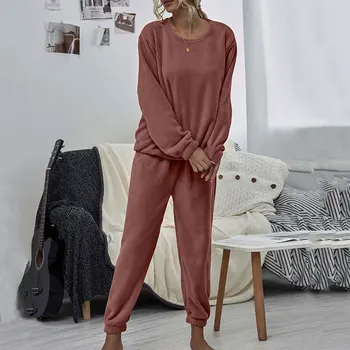 2020 M. Žiemą Šiltas Pajama Nustatyti Moterų Pliušinis Ištaigingas Dėvėti Ponios Homewear Storio Loungewear Sleepwear Moterų Miego Dėvėti Rožinė Juoda