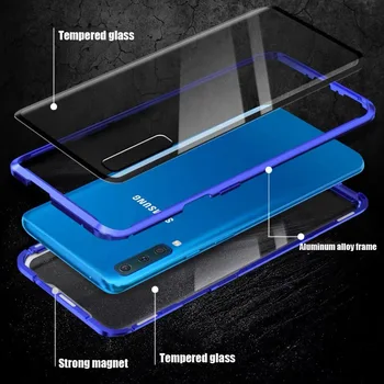360 Visas Magnetinio Adsorbcijos Metalo Case For Samsung Galaxy S8 S9 S10 Plius S20 Ultra S10E 20 Pastaba 8 9 10 Lite Stiklas, Magnetas Dangtis