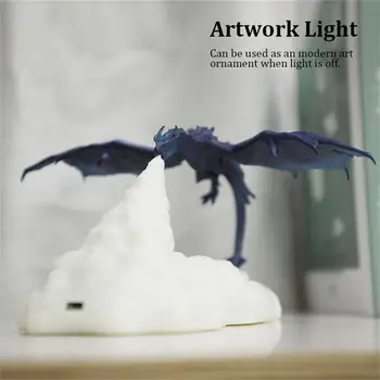 3D Atspausdintas LED Ugnies Drakonas Lempos Naktį Šviesos Įkrovimo Nuotaika Minkšta Šviesa, Miegamojo Vaikas Kambarys Kempingas, Žygiai Apdaila