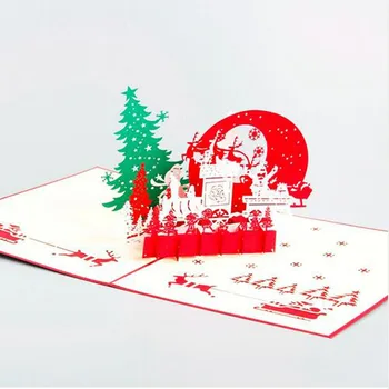 3pcs Kalėdų Išvakarėse Atvirukai 3D pjovimas lazeriu Pop-Up Popieriaus Rankų darbo Atvirukas Pritaikyti Kalėdos Šalis Meilės Dovanos, Suvenyrai Prekes