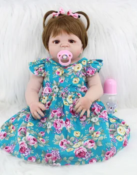 55cm Full Body Silikono Atgimsta Mergina, Kūdikių Lėlės, Žaislai Realus 22inch Bebe Naujagimių Princesė Bamblys Kūdikių Lėlės Gimtadienio Dovana