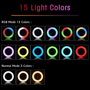 6/10/12Inch RGB LED Šviesos Žiedas Selfie Žiedas Lempa 15 Spalvų, 3 modelių Su Trikojis Stovas USB Kištukas 