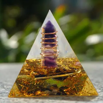 Ametistas Fluorito Kristalas Orgone Piramidės 60mm Energijos Gijimas Rankų darbo Orgonite