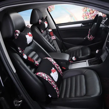 Animacinių filmų mielas automobilių atramos galvai pagalvės juosmens pagalvėlė seat belt auto vairas padengti automobilių aksesuarai dovanos moterims, merginos
