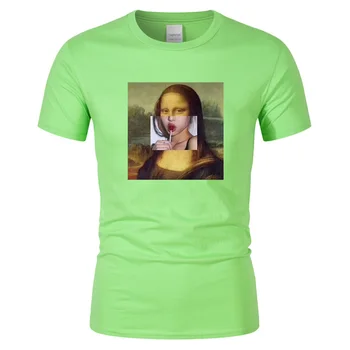 Atsitiktinis Kuso Mona Lisa Marškinėliai moterims Aukštos Kokybės hip-hop unisex marškinėliai vyrams, Drabužiai, medvilnės, trumpomis Rankovėmis 13 spalvų CT06059