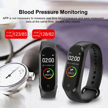 Atsparus Vandeniui Smart Spalvotas Ekranas M4 Žiūrėti Širdies Ritmo Monitorius Stebėjimo Sveikatos Tracker Sporto Apyrankę Skaitmeninių Laikrodžių Vyrams, Moterims