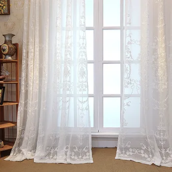 Baltas Tiulis užuolaidų svetainė, miegamasis siuvinėjimo vien užuolaidos užuolaidos vienspalviai voile windows gydymas, namų dekoro