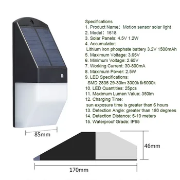 Belaidė lauko Saulės LED Veranda Šviesos Radaras Judesio Jutiklis 25LED Lemputes Ryškios Sienos Lempos Sodo Apšvietimui Saulės Energijos