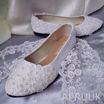 Butai nėriniai batai moters, balta nėrinių vestuvių nuotaka vestuvių batai mažas didelis dydis 34-42 ponios šalies ceremonija butai perlai batai