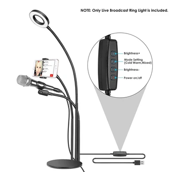 Clip-On USB Žiedas Šviesos Užpildykite Lempos Mobiliojo Telefono Mikrofono Laikiklis 