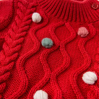 DBM15465-1K dave bella žiemos kūdikių merginos Kalėdų dryžuotas appliques megzti megztinis vaikai mados bamblys boutique viršūnės