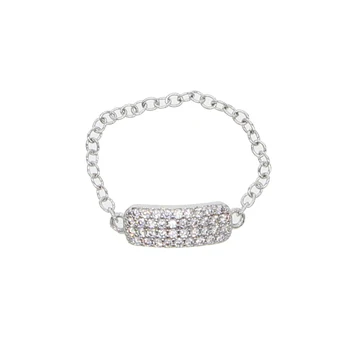Europos Franch dizainas, plonas, grandinės cz baras žavesio žiedai elegantiškas mielas moteris, mergina, juvelyriniai sidabro spalvos minimalus žiedo mergina dovana