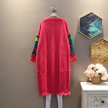 [EWQ] suknelė moterų megztinis nukentėjo spalvų kratinys office lady prarasti visą rankovėmis apvalios apykaklės iki 2021 m. Pavasarį, Rudenį Naujų Mados TU789