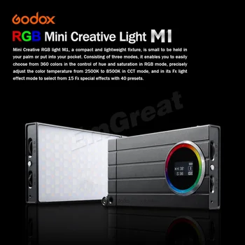 Godox M1 RGB Led Vaizdo Šviesos 2500K-8500K Spalvotas Kamera su Šviesos Muzika Režimo Poveikis Kišenėje Dydis & Įkraunama Baterija