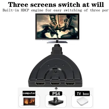 Grwibeou Mini 3 Port HDMI Splitter Adapterio Kabelis, 1080P HDMI Switcher HDMI Jungiklis 3 1out Uosto Jungiklis Koncentratorius HDTV Xbox PS3, PS4