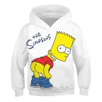 Juokinga 3D Simpson hoodies Merginos Bart Simpsons Atsitiktinis ilgomis Rankovėmis Hoodies Gobtuvu 4-14 Metų Berniukai, Vaikų Drabužiai Palaidinukė viršuje