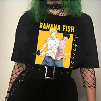 Juokinga, Japonija, Anime, Bananų Žuvų Marškinėliai Vyrams Manga Unisex Streetwear T-Atsitiktinis marškinėliai trumpomis Rankovėmis Marškinėlius Homme