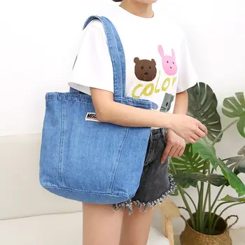 Kaubojus krepšys oda moteriai, Dizainas džinsinio audinio maišelį Moterų Nešti Rankinės Atsitiktinis Didelės Talpos Ponios Pečių Maišą Paprastų Moterų Rankinės