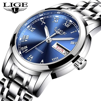 LIGE Moterų Laikrodžiai Ponios Paprasta Full Steel Blue Kvarcinis Laikrodis Atsitiktinis Mados Žiūrėti Sporto Vandeniui Laikrodis Relogio Feminino