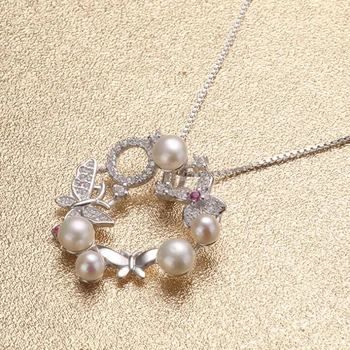 [MeiBaPJ]Mados klasės AAAA gėlavandenių perlų papuošalai moterims Drugelis&Gėlių karoliai pakabukas s925 sterlingas sidabro papuošalai