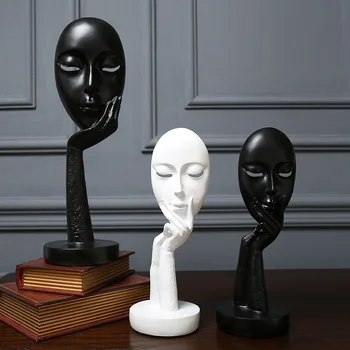 Namo Apdaila Statula Stalo Dekoravimui Priedai 3D Veido Kaukė Abstrakti Skulptūra Dekoratyvinės Dailės Statulėlės Kambarį Dekoro