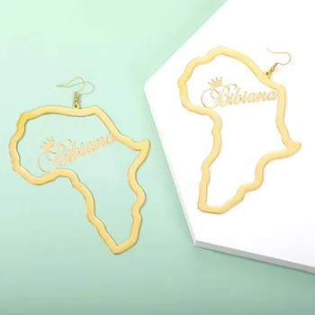 Nerūdijančio Plieno Individualų Afrikos Žemėlapis Auskarai Moterims, Aukso Spalvos Punk Mados Auskarai Papuošalai Etninės Dovana