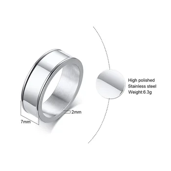 NHGBFT 7mm Dvigubų griovelių dizaino, Nerūdijančio Plieno Žiedas Moterys, Vyrai, Poros Prekės Sužadėtuvių Žiedai