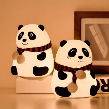 Panda LED Naktį Naktį Palieskite Jutiklio Spalvinga Silikono Stalo Lempa USB Įkrovimo Miegamojo, Naktiniai staleliai, Lempa Vaikams, Kūdikių Dovanų