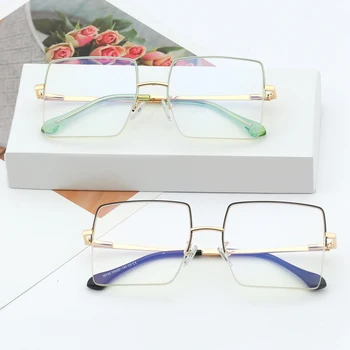 Peekaboo aukso metalo aikštė akiniai mėlyna šviesa moteris karšto pardavimo dovanos ponios kompiuterio akinių rėmeliai pusė pusiau taškus