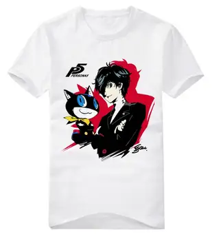 Persona 5 Herojus Vyrų Suaugusiųjų Apranga joker Ryuji Sakamoto cosplay kostiumų katė P5 medvilnės marškinėlius tee
