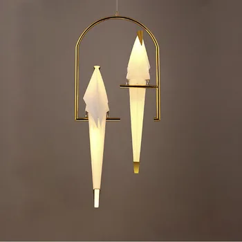 Postmodernios Geležies Akrilo Art Deco Meilės Paukščių Dizaineris Blizgesio LED Šviestuvo Apšvietimo Fojė