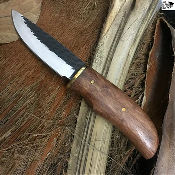 Rankinio kalimo raudona rūgšties šakų medienos rankena mažas tiesus peilis lauko wilderness išgyvenimo įrangos, nešiojamųjų ašmenys naudos