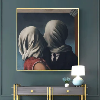 Rene Magritte Meilužio Grafiti Meno Drobė Paveikslų Ant Sienos Menas, Plakatų Ir Grafikos Siurrealizmas Sienos Nuotraukas Namų Puošybai