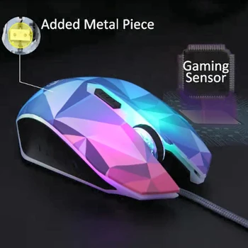 SeenDa USB Laidinio Žaidimų Pelės 6 Mygtukus Kompiuterio Optinio Profesionalus Žaidėjas Pelėms Nešiojamas LOL CS LED Šviesos Diamond Versija