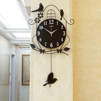 Sieninis laikrodis kambarį kūrybos paukščių sieninis laikrodis asmenybė šiuolaikinės dekoratyvinės sienų žiūrėti paprasta atmosferą sūpynės išjungimo laikrodis
