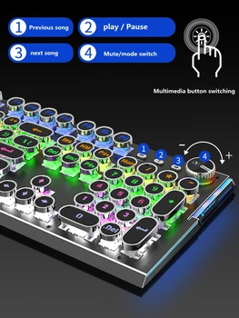 Steampunk nekilnojamojo mechaninė klaviatūra žalioji ašis juoda ašis žaidimą raundas klavišą skirta sąsiuvinis 104 raktą, išorinį stalinį kompiuterį