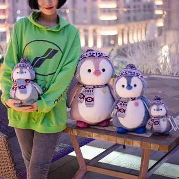 Super Mielas dėvėti skara Megztinis skrybėlę Pingvinas Plushies Lėlės Įdaryti Sniego Bžūp Pingvinas Žaislai vaikams, Gimtadienis, Kalėdos