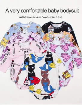 TinyPeople 2020 naujas catan Animacinių filmų naujagimių Bodysuit Kūdikių Berniukų Drabužiai Mergaitėms pavasarį, Rudenį Medvilnės drabužiai vaikams, kūdikių Jumpsuit