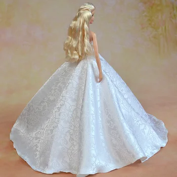 Vaiskiai Balta Oficialią Vestuvių Suknelė Barbie Lėlės Drabužių Šalis Suknelė + Hat Nėrinių Vestido Suknelė 1/6 Lėlės Drabužiai