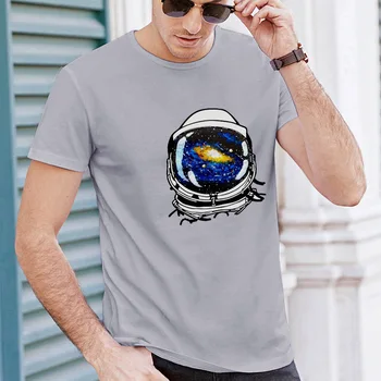 Vasarą Vyras O-kaklo trumpomis Rankovėmis Atspausdintas Marškinėliai Astronautas Žaisti Kamuolys korėjos Streatwear Atsitiktinis Mados Marškinėliai Vyrams Harajuku