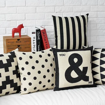 Šiaurės šalių Šiuolaikinės juoda balta Geometrinis pagalvė Pagalvėlės, Patalynė užvalkalas namų dekoro sofos pagalvės