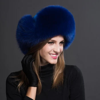 Žiemos Šiltas Ponios Nekilnojamojo Usūrinių Kailio Kepurę Rusijos Nekilnojamojo Fox Fur Bombonešis Kepurė Su Ausų Atvartais Moterims